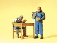 Preiser 45140 US Railway Personnel, 1 Seated At Table, 1 Pouring Coffee, pkg(2)