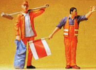 Preiser 45008 Highway workers, sweeper & flagman