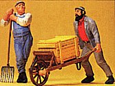 Preiser 45020 Workers with Wheelbarrow & Pitchfork