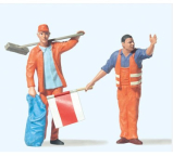 Preiser 45008 Highway workers, sweeper & flagman