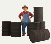 M0609 Wooden Barrel, Black - Set of 6