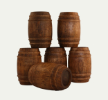 M0610 Wood Whiskey Kegs, Brown, Set of 6