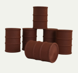 M0611 Wood Barrels, Rusty Red, Set of 6