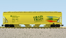 USA Trains R14136 Grain Train 4-Bay Center Flow Covered Hopper, Light Green