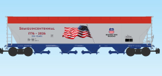 USA Trains R14137 Patriotic Series 4-Bay Center Flow Covered Hopper, Silver, Blue, Red