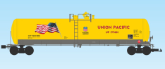 R15182 USA Trains UP (w/Flag) 55' Modern Tank Car, Yellow/Gray