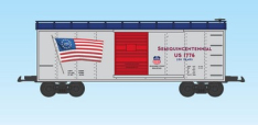 USA Trains R19165 Patriotic Semiquincentennial SS BC #1776, Silver/Blue/Red