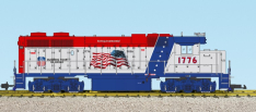 USA Trains R22240 Patriotic GP38, Red, Blue, Silver - Flag