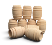 M0624 Unpainted Wooden Whiskey Barrels, Set of 10