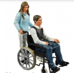 Prehm-Miniaturen 500124 Woman Pushing Man in Wheelchair - Metal Figure