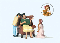 Preiser 44937 Woman in Chair Reading Aloud to Boy and Girl