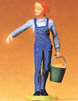 preiser 47102 Farmer's Wife in Overalls with Feed Pail